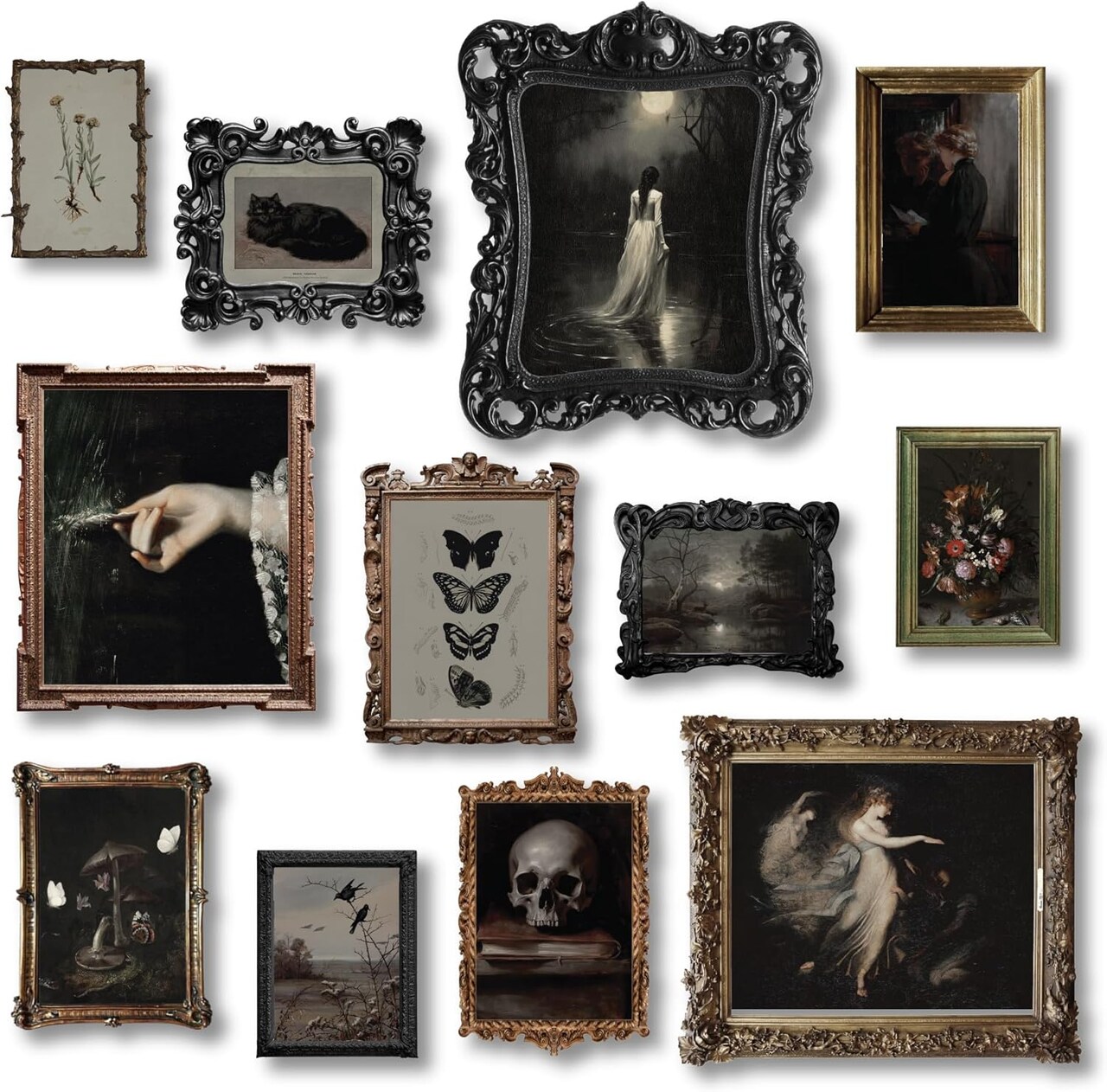 Victorian Gothic Wall Art Prints – Dark Moody Aesthetic Posters, Creepy Goth Home Decor, Vintage Gothic Paintings for Bedroom & Living Room (8x10 Inches, Unframed)